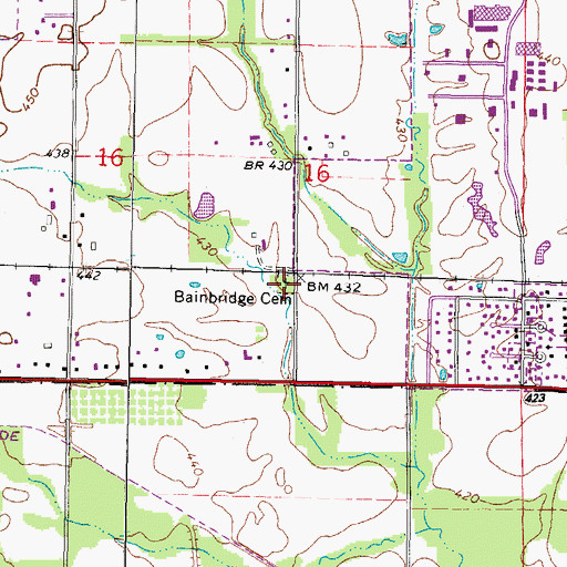 Topographic Map of Bainbridge Cemetery, IL