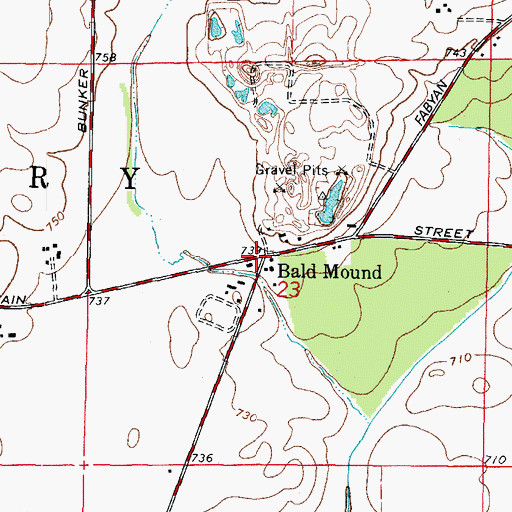 Topographic Map of Bald Mound, IL