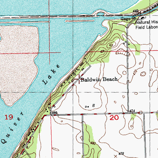 Topographic Map of Baldwin Beach, IL