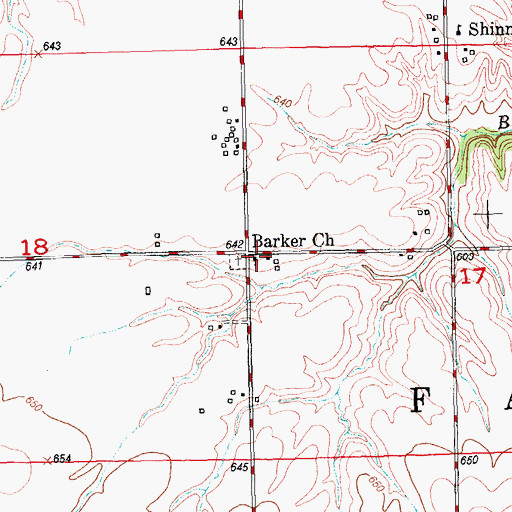 Topographic Map of Barker Church, IL