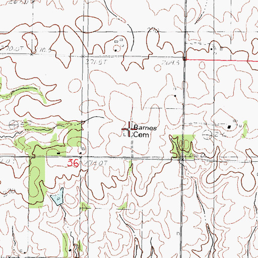 Topographic Map of Barnes Cemetery, IL