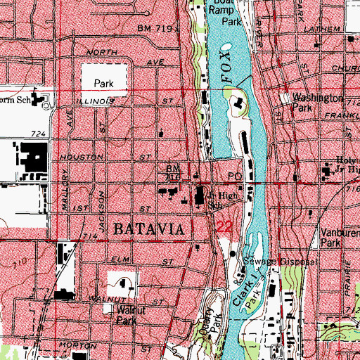 Topographic Map of Batavia, IL