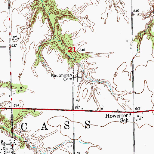 Topographic Map of Baughman Cemetery, IL