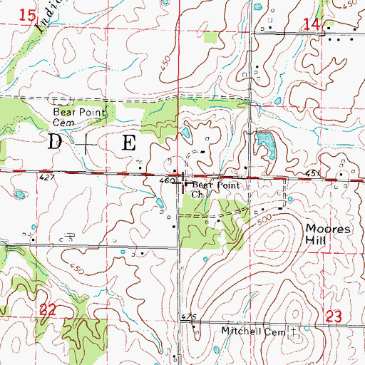 Topographic Map of Bear Point Church, IL