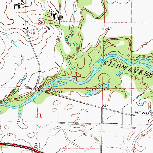 Topographic Map of Beaver Creek, IL