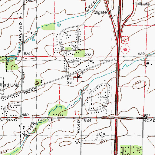 Topographic Map of Bell School, IL