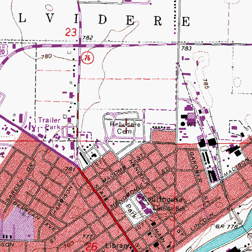 Topographic Map of Belvidere Cemetery, IL