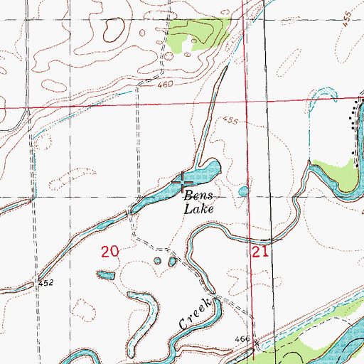 Topographic Map of Bens Lake, IL