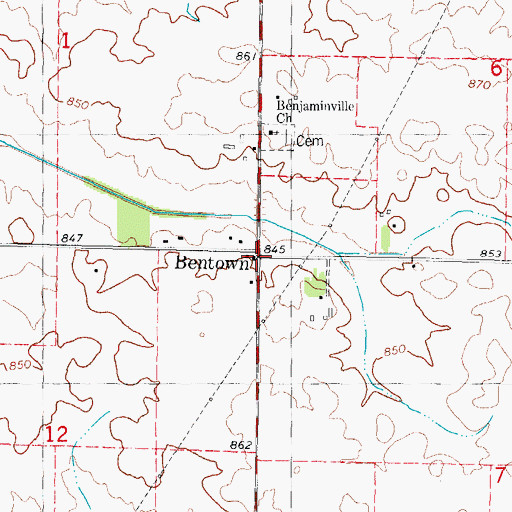 Topographic Map of Bentown, IL