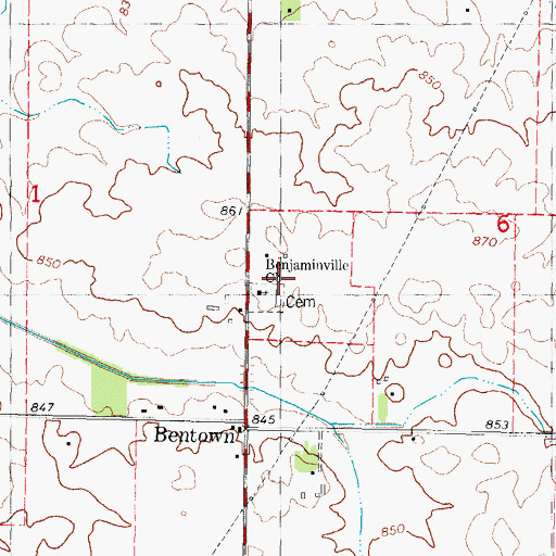 Topographic Map of Benjaminville Church, IL