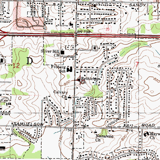 Topographic Map of Bethlehem Lutheran Church, IL