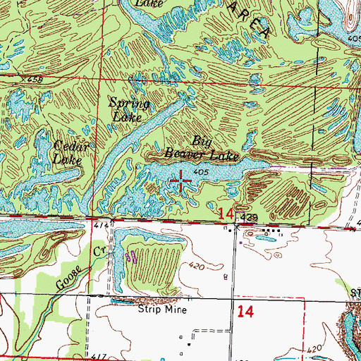 Topographic Map of Big Beaver Lake, IL