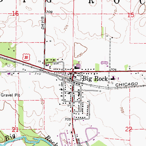 Topographic Map of Big Rock, IL