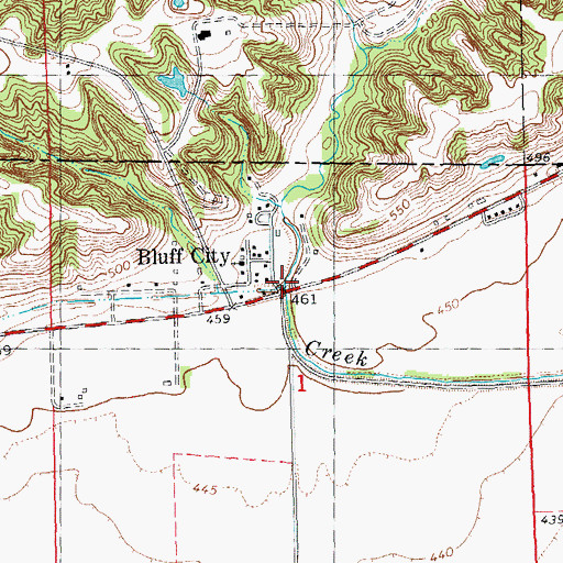Topographic Map of Bluff City, IL