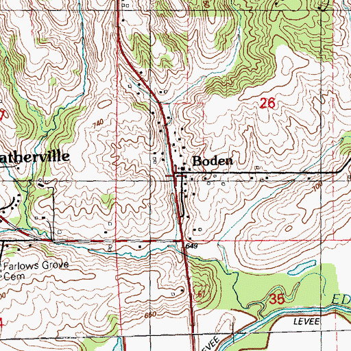 Topographic Map of Boden, IL
