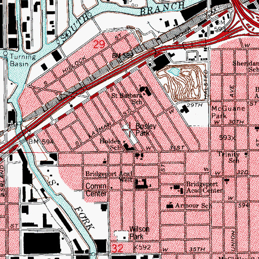 Topographic Map of Bosley Park, IL