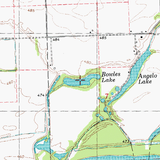 Topographic Map of Bowles Lake, IL