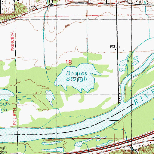 Topographic Map of Bowles Slough, IL