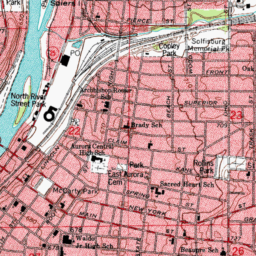 Topographic Map of L D Brady Elementary School, IL