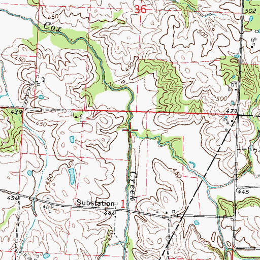 Topographic Map of Branch Creek, IL