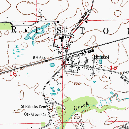 Topographic Map of Bristol, IL