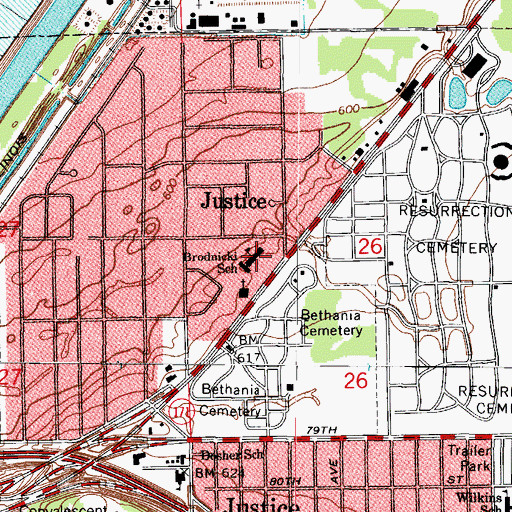 Topographic Map of Frank A Brodnicki Elementary School, IL
