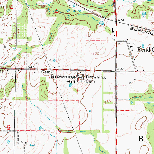 Topographic Map of Browning Hill, IL