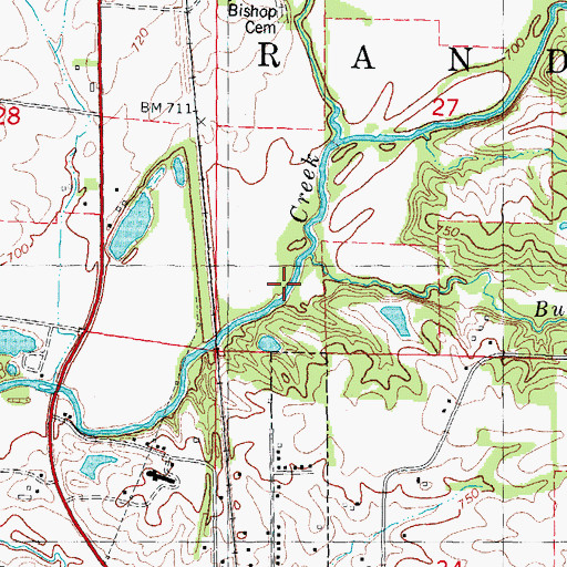 Topographic Map of Burlison Creek, IL