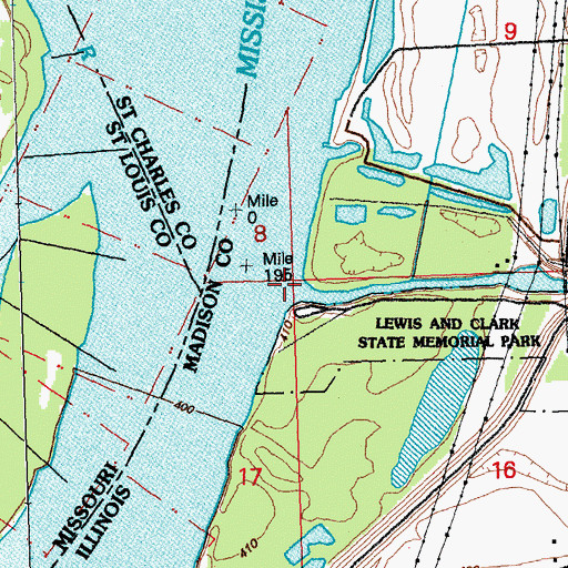 Topographic Map of Cahokia Diversion Channel, IL
