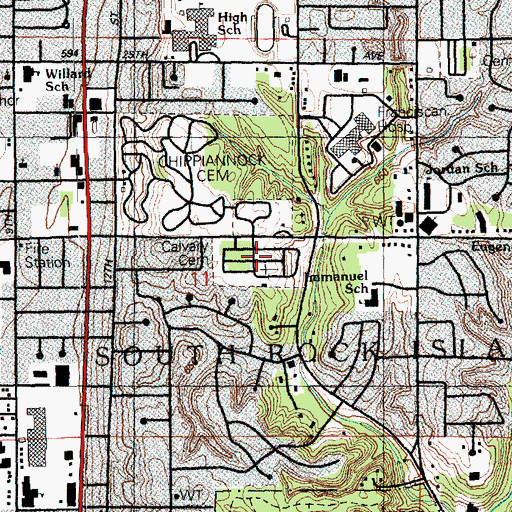 Topographic Map of Calvary Cemetery, IL
