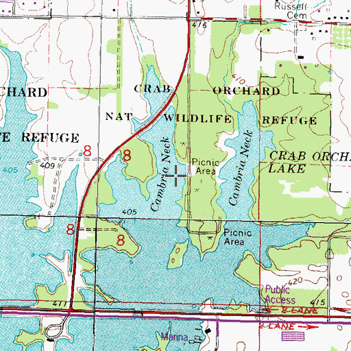 Topographic Map of Cambria Neck, IL