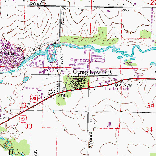 Topographic Map of Camp Epworth, IL