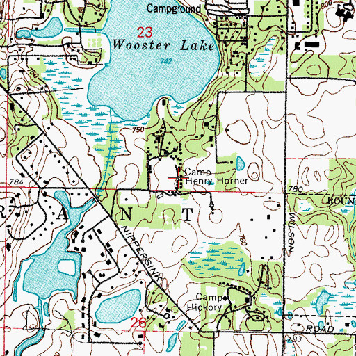 Topographic Map of Camp Henry Horner, IL