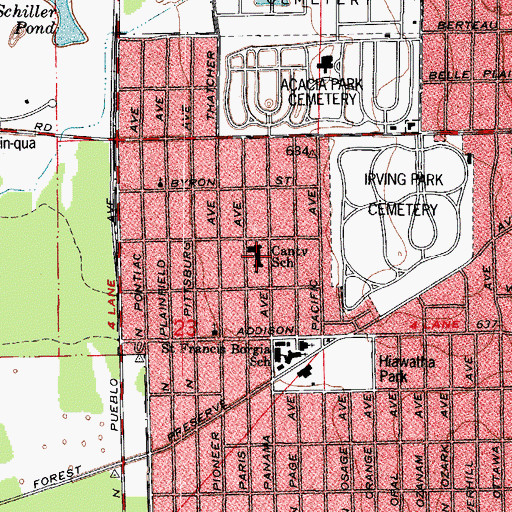 Topographic Map of Canty Elementary School, IL