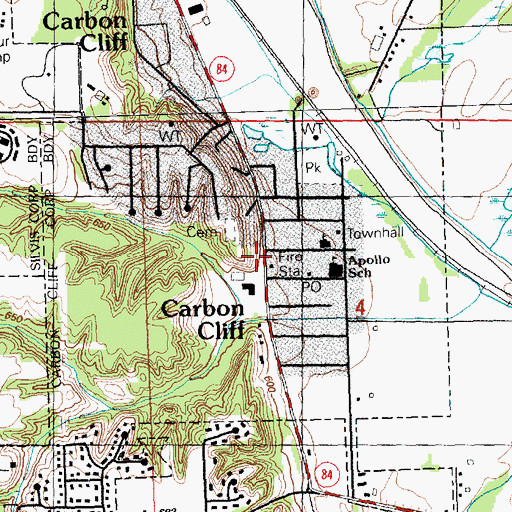 Topographic Map of Carbon Cliff, IL