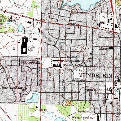 Topographic Map of Carl Sandburg Middle School, IL