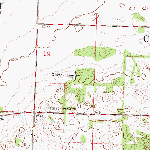 Topographic Map of Carter Cemetery, IL