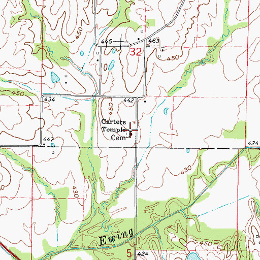 Topographic Map of Carters Temple, IL