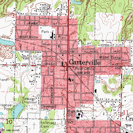 Topographic Map of Carterville, IL