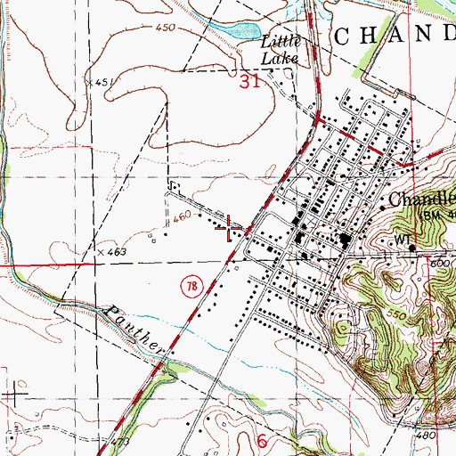 Topographic Map of Chandlerville, IL