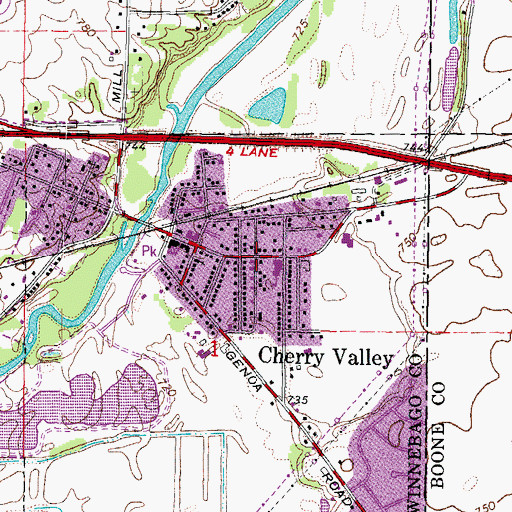 Topographic Map of Cherry Valley, IL