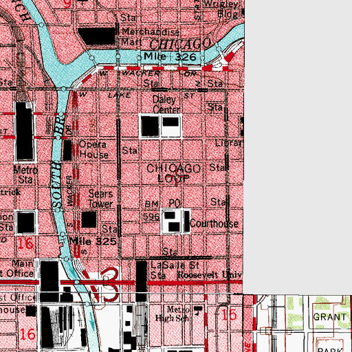 Topographic Map of Chicago Loop, IL