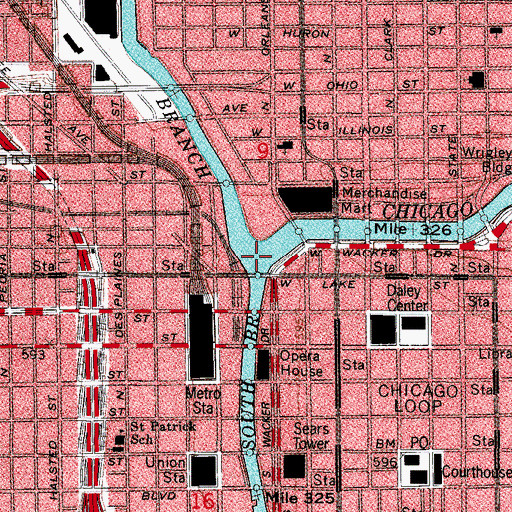 Topographic Map of Chicago River, IL