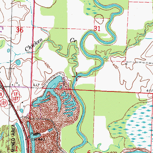 Topographic Map of Chicken Creek, IL