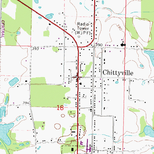 Topographic Map of Chittyville, IL