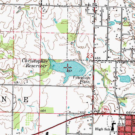 Topographic Map of Christopher Reservoir, IL