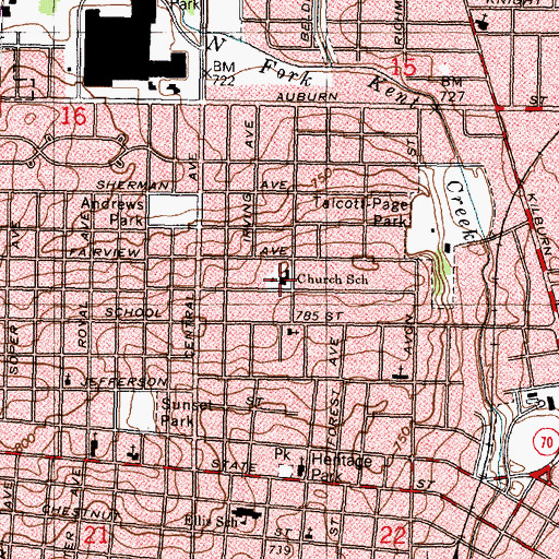Topographic Map of Church School, IL