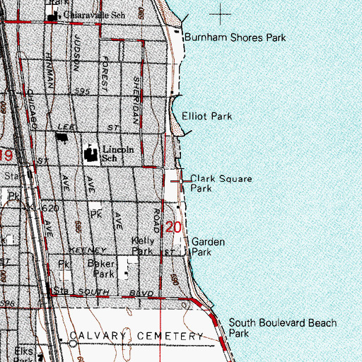 Topographic Map of Clark Square Park, IL