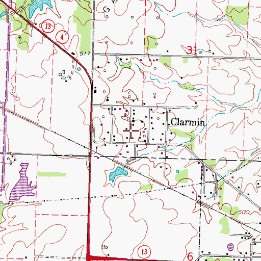 Topographic Map of Clarmin, IL