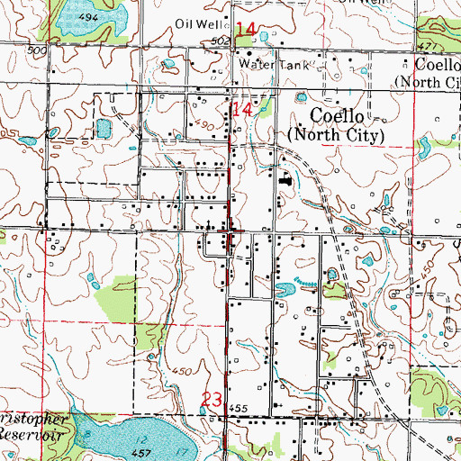 Topographic Map of Coello, IL